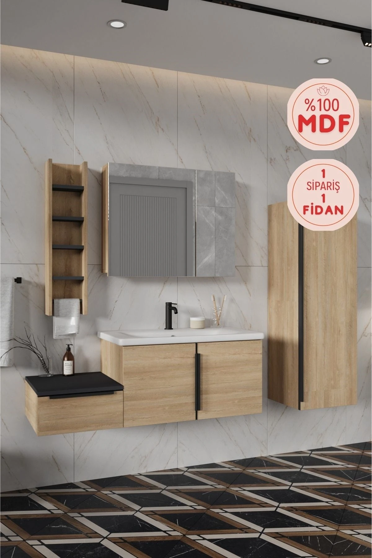 Zakkum Banyo Dolabı, Aynalı Üst Dolap, Boy Dolabı ve Rafı